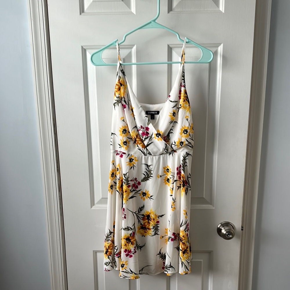 Express White Floral Wrap Dress